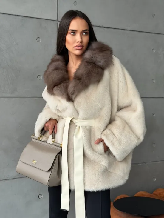 Норковая шуба - куртка с мехом куницы
