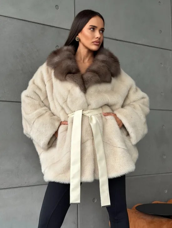 Норковая шуба - куртка с мехом куницы