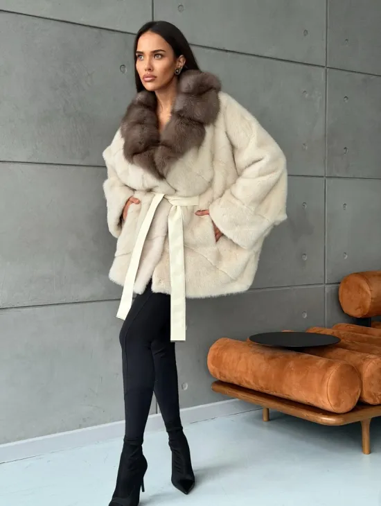 Норковая шуба - куртка с мехом куницы