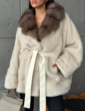 Норковая шуба - куртка с мехом куницы