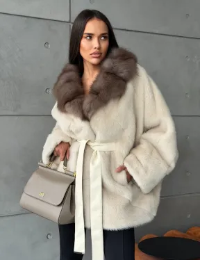 Норковая шуба - куртка с мехом куницы