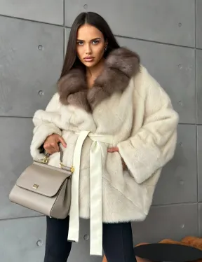 Норковая шуба - куртка с мехом куницы