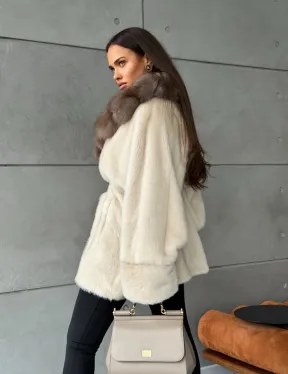 Норковая шуба - куртка с мехом куницы