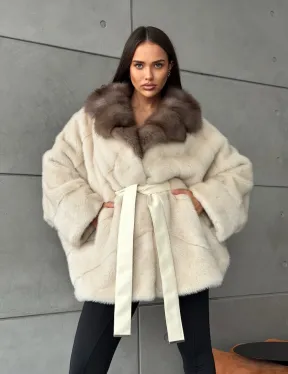 Норковая шуба - куртка с мехом куницы