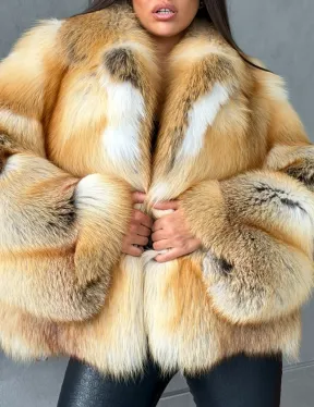 Короткая шуба из золотой альпийской лисы