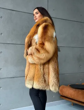 Шуба из натурального меха лисы