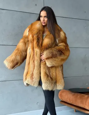 Шуба из натурального меха лисы
