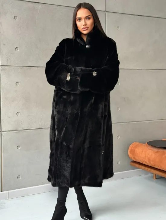 Черная норковая шуба Blackglama - стойка воротник