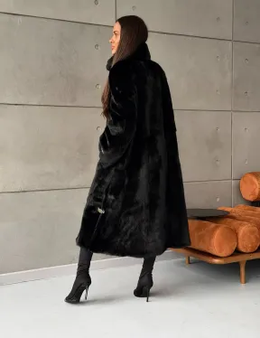 Черная норковая шуба Blackglama - стойка воротник