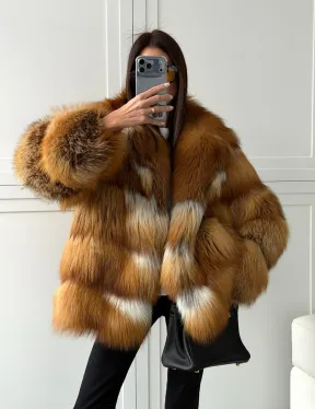 Шуба из натурального меха - лиса огнёвка