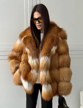 Шуба из натурального меха - лиса огнёвка