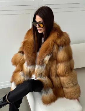 Шуба из натурального меха - лиса огнёвка