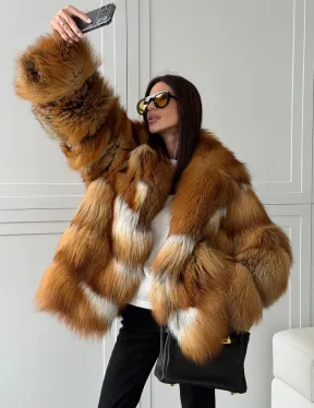 Шуба из натурального меха - лиса огнёвка