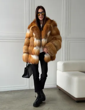 Шуба из натурального меха - лиса огнёвка