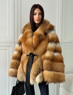Шуба из лисы огневки - оверсайз