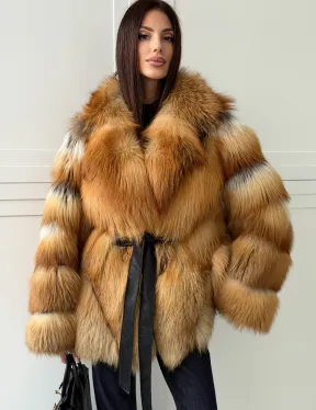 Шуба из лисы огневки - оверсайз