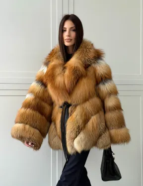 Шуба из лисы огневки - оверсайз