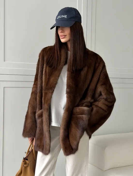 Норковая шуба под куницу (лесная норка)