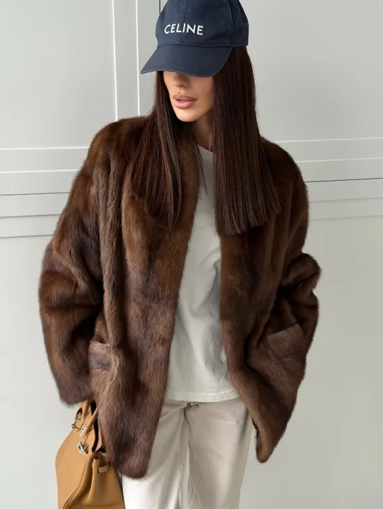 Норковая шуба под куницу (лесная норка)