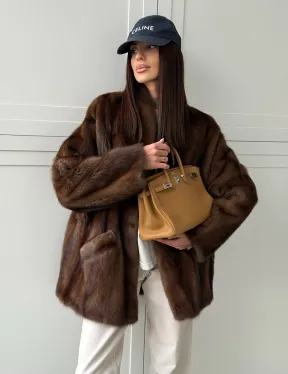 Норковая шуба под куницу (лесная норка)