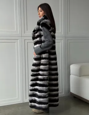 Меховой жилет из шиншиллового кролика