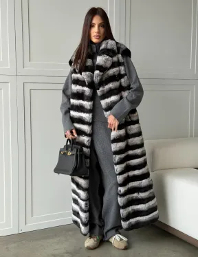 Меховой жилет из шиншиллового кролика