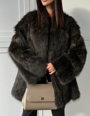 Женский полушубок из меха Финского енота Saga