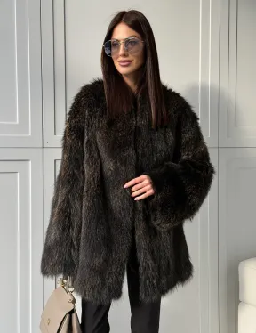 Женский полушубок из меха Финского енота Saga