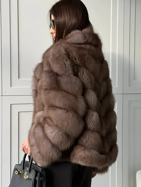 Куртка из куницы - воротник шаль