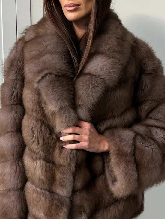 Куртка из куницы - воротник шаль