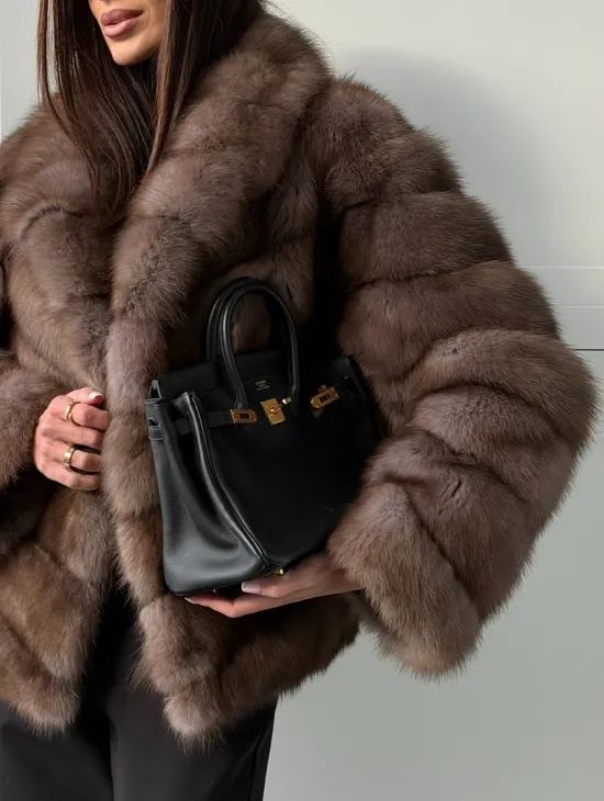 Куртка из куницы - воротник шаль