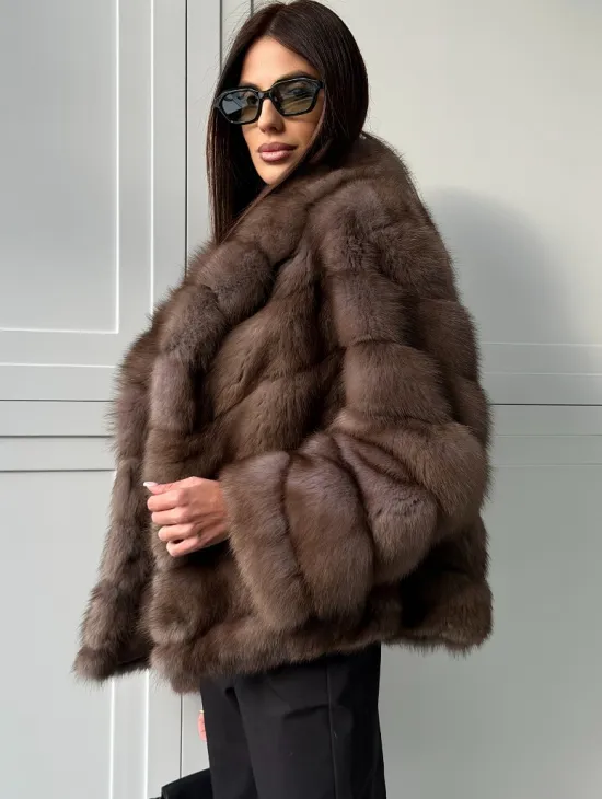 Куртка из куницы - воротник шаль