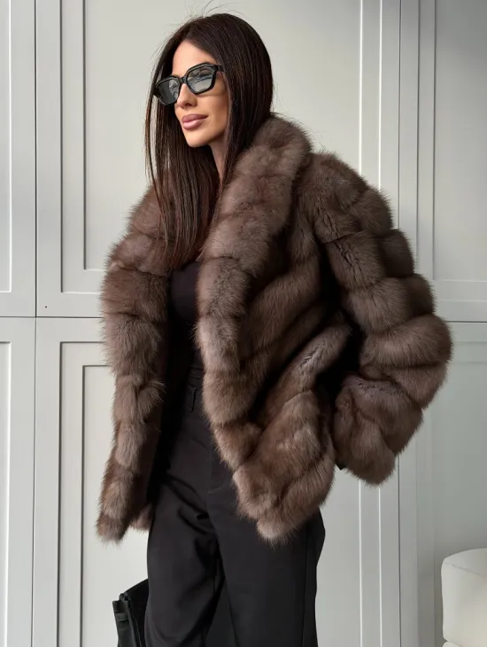 Куртка из куницы - воротник шаль