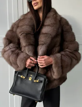 Куртка из куницы - воротник шаль