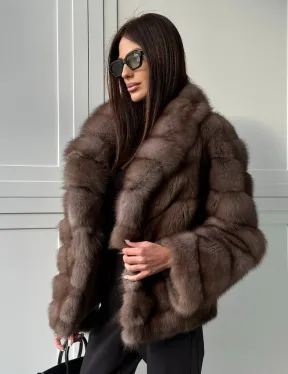 Куртка из куницы - воротник шаль