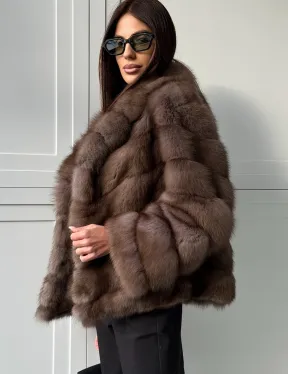 Куртка из куницы - воротник шаль