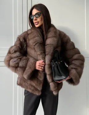 Куртка из куницы - воротник шаль