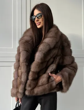 Куртка из куницы - воротник шаль