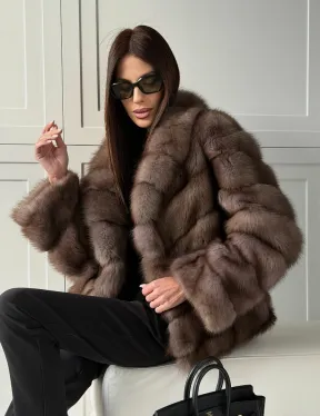 Куртка из куницы - воротник шаль