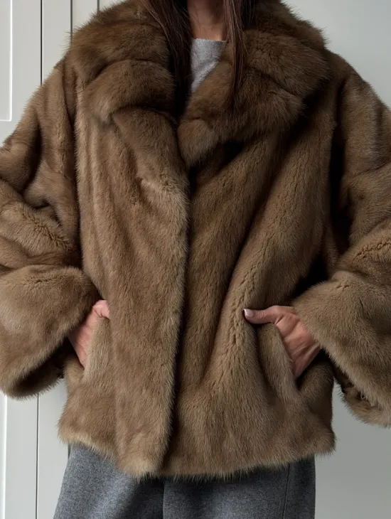 Куртка из меха норки - воротник куница