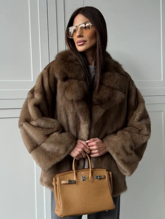 Куртка из меха норки - воротник куница