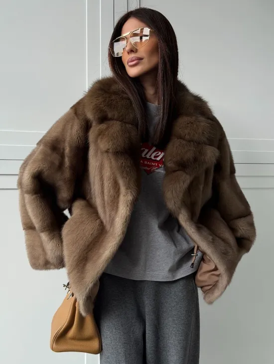 Куртка из меха норки - воротник куница
