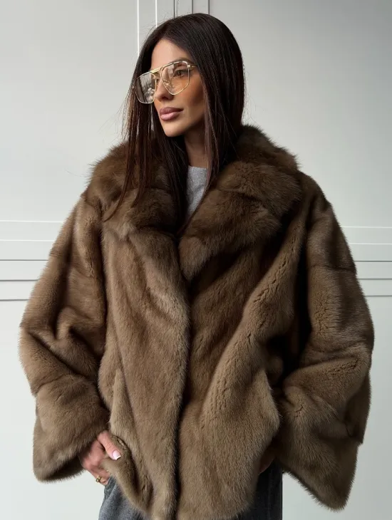 Куртка из меха норки - воротник куница