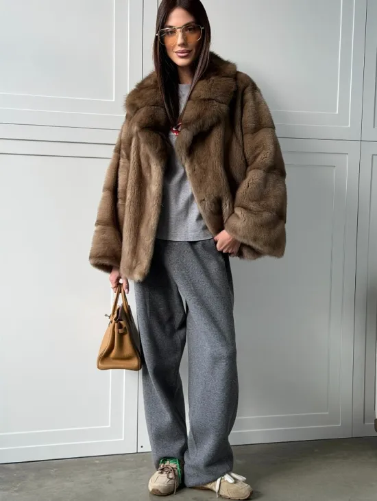 Куртка из меха норки - воротник куница