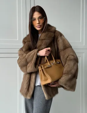 Куртка из меха норки - воротник куница