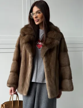 Куртка из меха норки - воротник куница