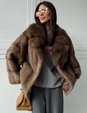 Куртка из меха норки - воротник куница