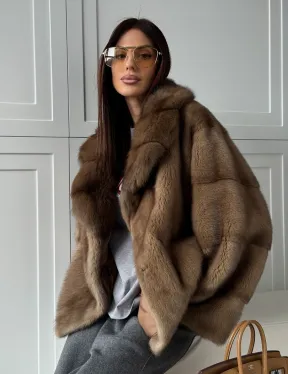 Куртка из меха норки - воротник куница