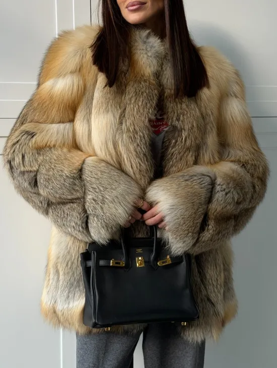 Полушубок из лисы - рукава косички
