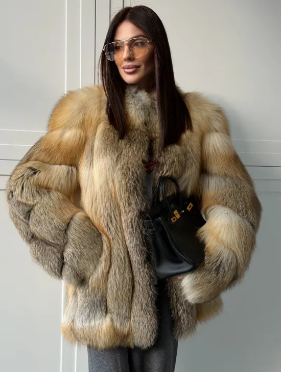 Полушубок из лисы - рукава косички